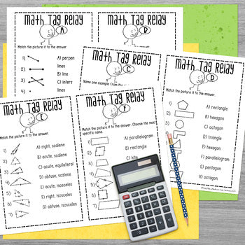 Lines, Angles, and Polygons Math Tag Relay - Math Game