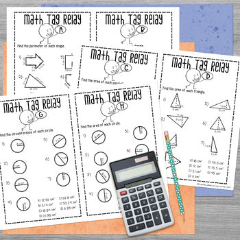 Perimeter Area Circumference Math Tag Relay - Math Game