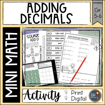 Adding Decimals Math Activities Puzzles and Riddle - Digital and Print