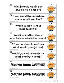 Back to School Activity All About Me Don't Get ZAPPED Icebreaker