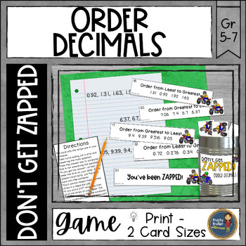 Order Decimals Don't Get ZAPPED Math Game