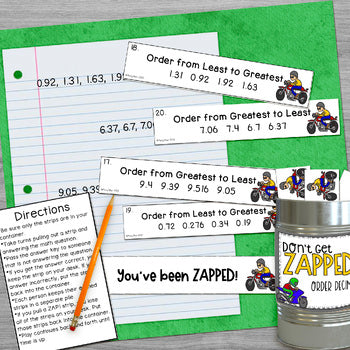 Order Decimals Don't Get ZAPPED Math Game