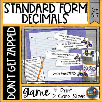 Decimals Word Form to Standard Form Don't Get ZAPPED Math Game