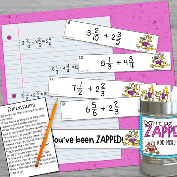 Adding Mixed Numbers Don't Get ZAPPED Math Game
