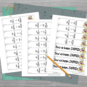 Dividing Mixed Numbers Don't Get ZAPPED Math Game