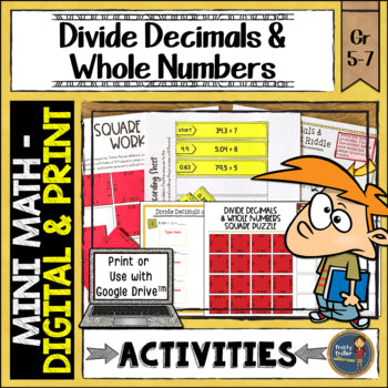 Dividing Decimals by Whole Numbers Math Activities Print and Digital