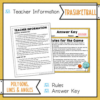 Polygons Lines and Angles Trashketball Math Game