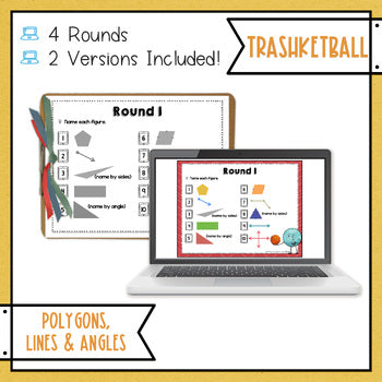 Polygons Lines and Angles Trashketball Math Game