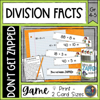 Division Basic Facts Don't Get ZAPPED Math Game