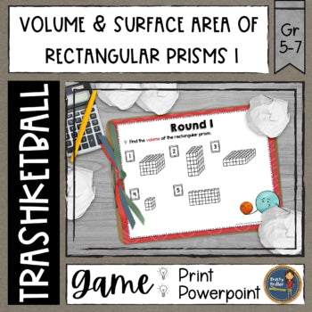 Volume and Surface Area of Rectangular Prisms 1 Trashketball Math Game