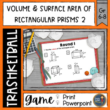 Volume and Surface Area of Rectangular Prisms 2 Trashketball Math Game