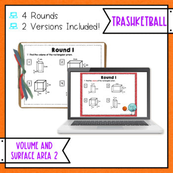 Volume and Surface Area of Rectangular Prisms 2 Trashketball Math Game