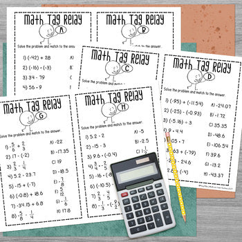 Operations with Rational Numbers Math Tag Relay - Math Game