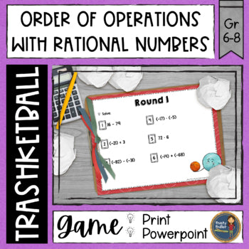 Rational Numbers Order of Operations Trashketball Math Game