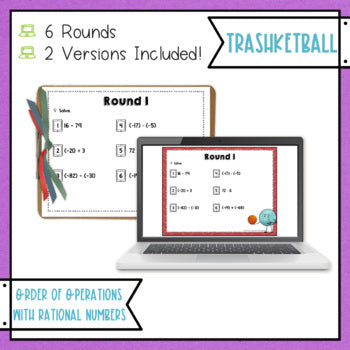 Rational Numbers Order of Operations Trashketball Math Game