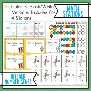 Integer Number Sense Math Stations