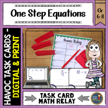 Solving One Step Equations Task Cards Havoc Math Relay