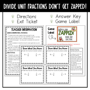 Dividing Unit Fractions and Whole Numbers Don't Get ZAPPED Math Game