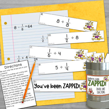 Dividing Unit Fractions and Whole Numbers Don't Get ZAPPED Math Game