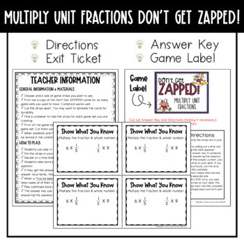 Multiplying Unit Fractions and Whole Numbers Don't Get ZAPPED Math Game