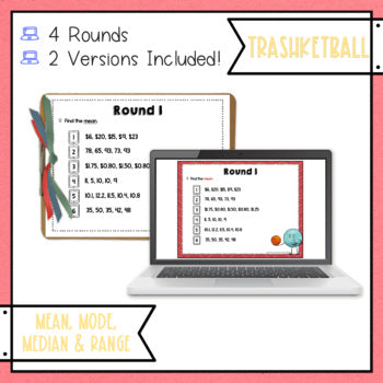 Mean Mode Median Range Trashketball Math Game