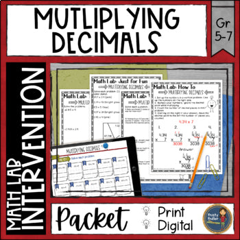 Multiplying Decimals Math Activities Lab - Math Intervention - Sub Plans