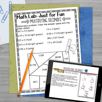 Multiplying Decimals Math Activities Lab - Math Intervention - Sub Plans