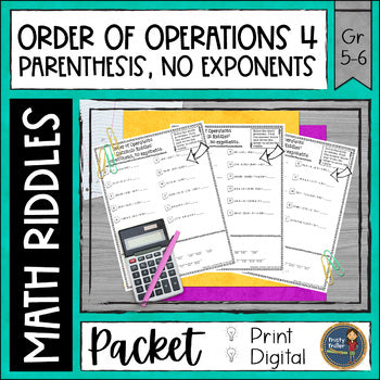 Order of Operations 4 Decimals with Parenthesis Riddles - Print and Digital