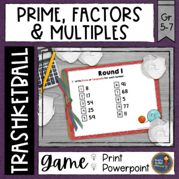 Prime Factors and Multiples Trashketball Math Game