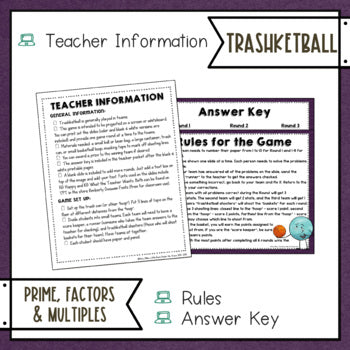 Prime Factors and Multiples Trashketball Math Game