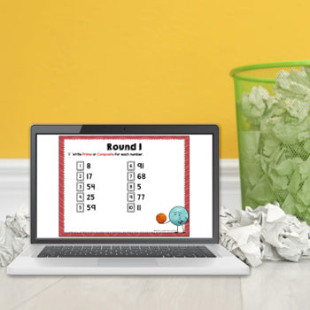 Prime Factors and Multiples Trashketball Math Game