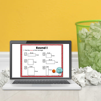 Area of Rectangles and Parallelograms Whole Numbers Trashketball Math Game