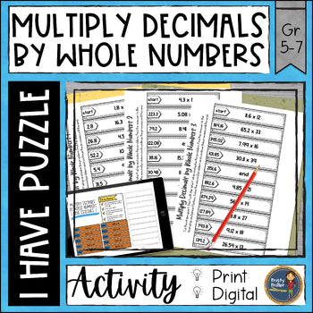 Multiply Decimals by Whole Numbers I Have It Math Cut & Paste - No Prep