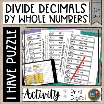 Divide Decimals by Whole Numbers I Have It Math Cut & Paste - No Prep