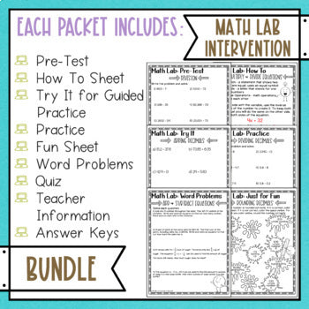 Math Activities Lab Bundle - Math Intervention - Sub Plans