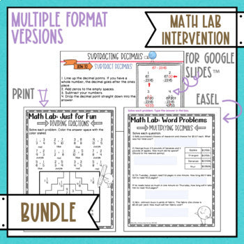 Math Activities Lab Bundle - Math Intervention - Sub Plans