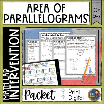 Area of Parallelograms Math Activities Lab - Math Intervention - Sub Plans