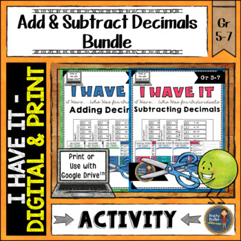 Add and Subtract Decimals I Have It Bundle