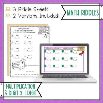 Multi-Digit Multiplication Math Riddles - 3 Digit x 1 Digit