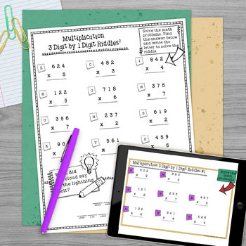 Multi-Digit Multiplication Math Riddles - 3 Digit x 1 Digit