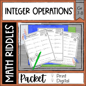 Integers Math Riddles Print and Google Slides™