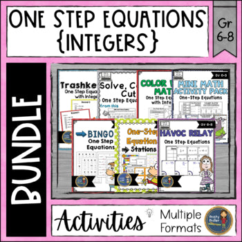 Solving One Step Equations with Integers Bundle