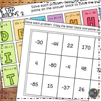 Solving One Step Equations with Integers Bundle