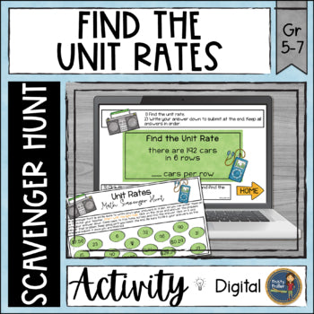 Unit Rates Digital Math Scavenger Hunt