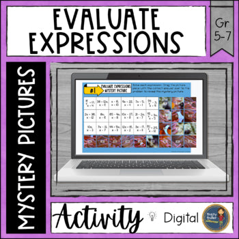 Evaluate Expressions Math Mystery Picture Digital