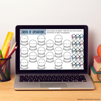 Winter Order of Operations with Exponents Activity -  Math Color Page