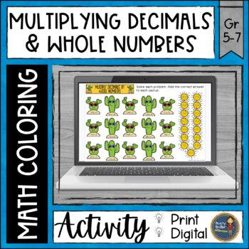 Multiplying Decimals by Whole Numbers Activity - Math Color Page