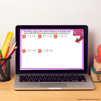 Solving One Step Equations Addition and Subtraction Math Riddles Print & Digital