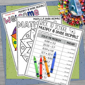 Back to School Math Multiplying and Dividing Decimals Coloring Page