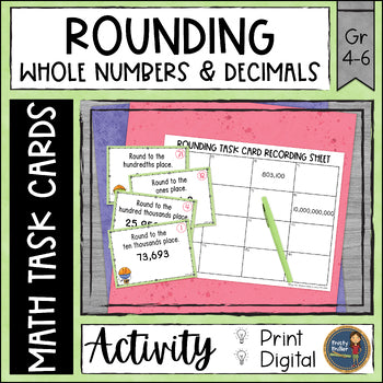 Rounding Whole Numbers and Decimals Math Task Cards
